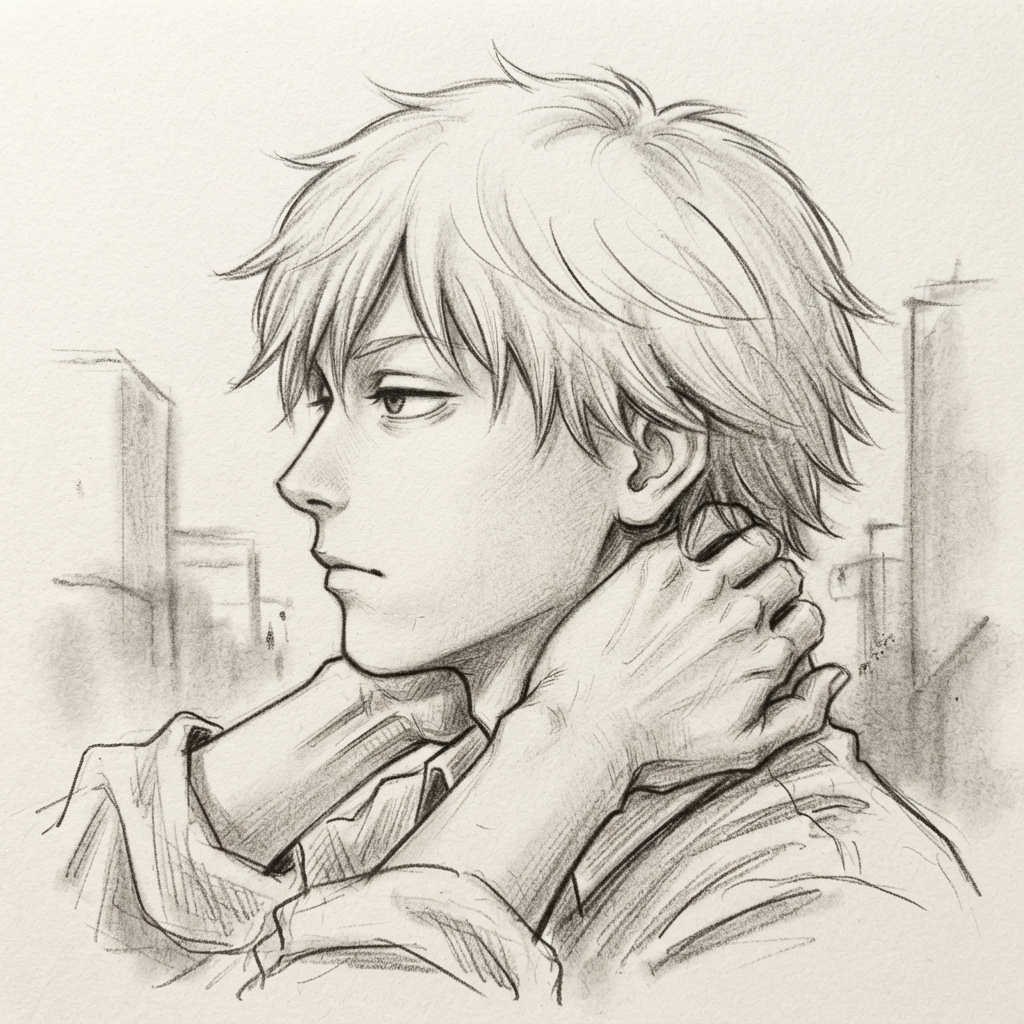 Denji PFP Black and White